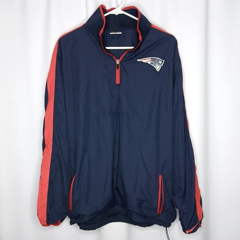 NFL New England Patriots 1/4 Zip Windbreaker Jacket Lined Pullover Coat Mens Med
